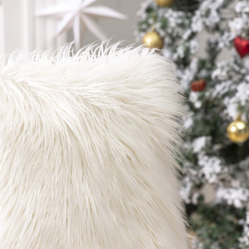 Phantoscope Faux Fur Solid Decorative Pillow Cover Fluffy Throw Pillow Mongolian Luxury Fuzzy Pillow Case Cushion Cover for Bedroom and Couch, Off-White 24 x 24 Inches, Pack of 1 - Image 5